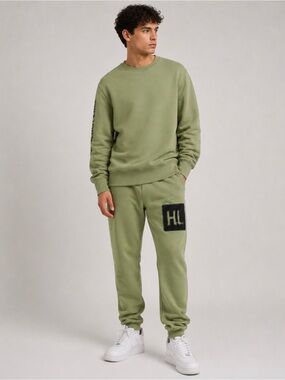 Helmut Lang Blur Logo Sweatshirt & Jogger Set Sage Green M